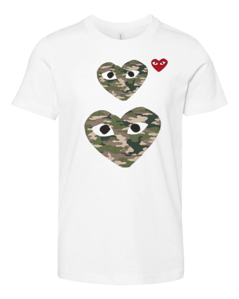 CDG PLAY CAMO DOUBLE HEART Premium Youth T-shirt
