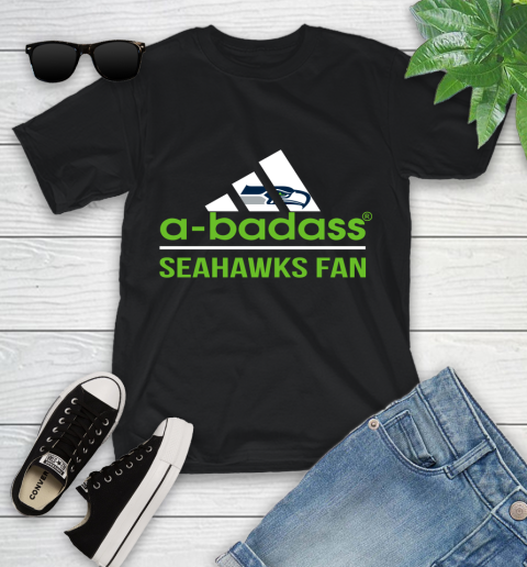NFL A Badass Seattle Seahawks Fan Adidas Football Sports Youth T-Shirt