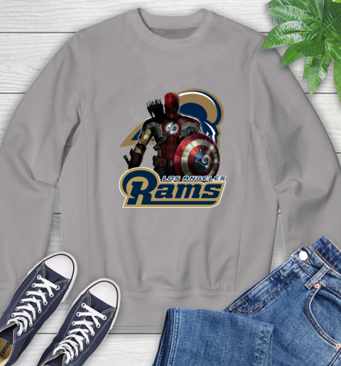 NFL Captain America Thor Spider Man Hawkeye Avengers Endgame Football Los Angeles Rams Sweatshirt 5