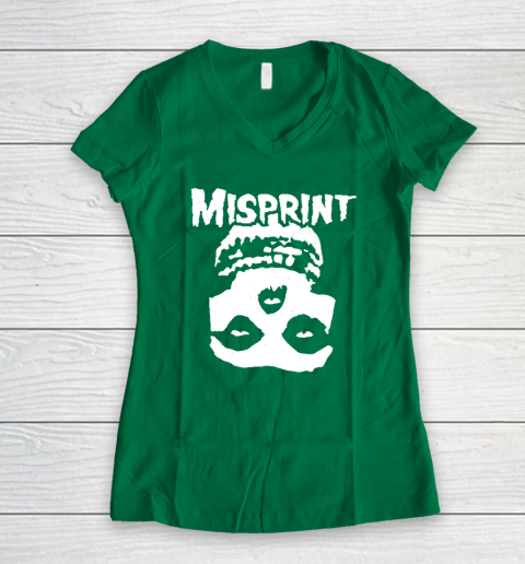 Misprint Skull Funny Misfit Women's V-Neck T-Shirt - Image 4