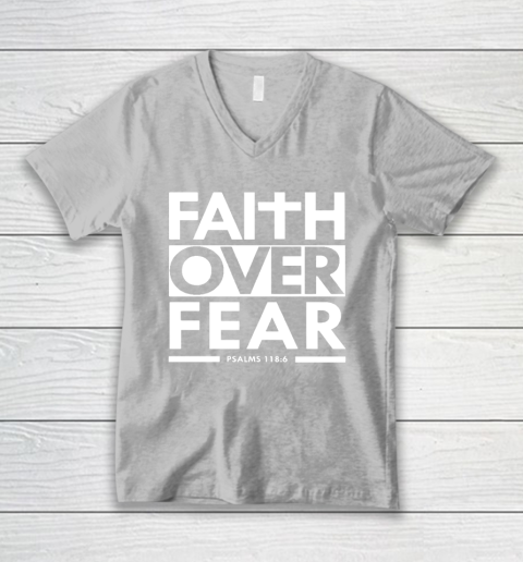 Faith Over Fear Christian Bible Verse Scripture V-Neck T-Shirt 3