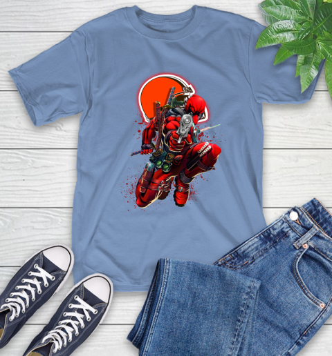 NFL Deadpool Marvel Comics Sports Football Cleveland Browns T-Shirt 11