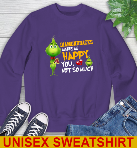 MLB Arizona Diamondbacks Makes Me Happy You Not So Much Grinch Baseball Sports Sweatshirt 4