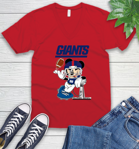 NFL newyork giants Mickey Mouse Disney Super Bowl Football T Shirt V-Neck T-Shirt 7