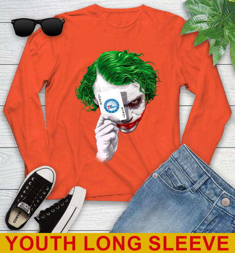 Philadelphia 76ers NBA Basketball Joker Card Shirt Youth Long Sleeve - Image 4