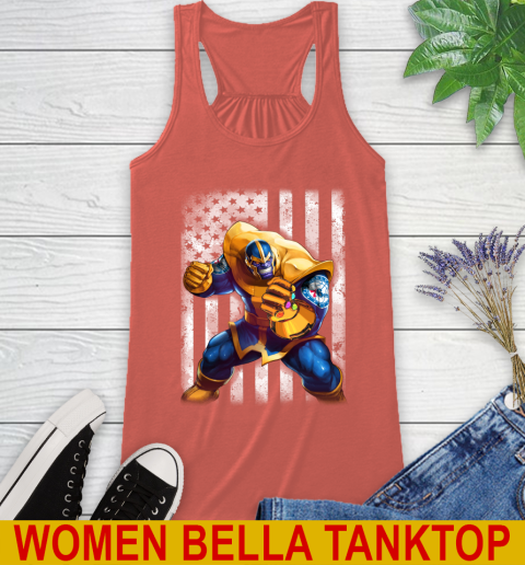 NBA Basketball Philadelphia 76ers Thanos Marvel American Flag Shirt Racerback Tank 3