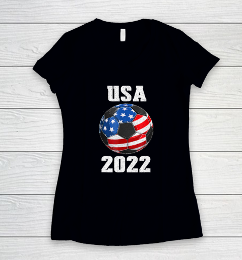 USA Flag Jersey USA American Soccer Team 2022 Football Women's V-Neck T-Shirt
