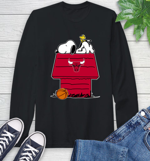 Chicago Bulls NBA Basketball Snoopy Woodstock The Peanuts Movie Long Sleeve T-Shirt 2
