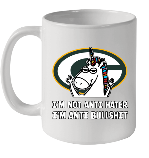 Green Bay Packers NFL Football Unicorn I'm Not Anti Hater I'm Anti Bullshit Ceramic Mug 11oz