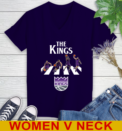 NBA Basketball Sacramento Kings The Beatles Rock Band Shirt Women's V-Neck T-Shirt 3