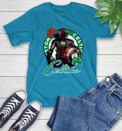 Boston Celtics NBA Basketball Captain America Thor Spider Man Hawkeye Avengers T-Shirt 8
