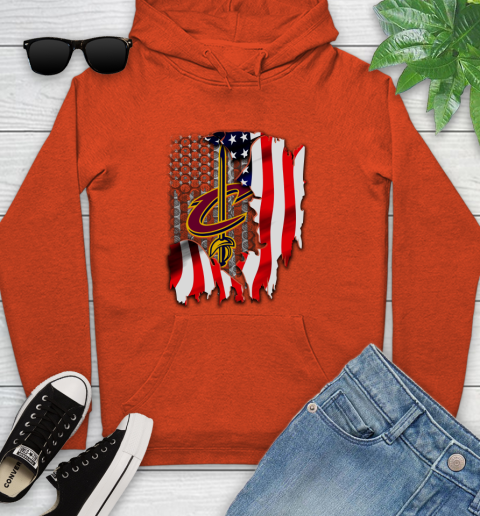 Cleveland Cavaliers NBA Basketball American Flag Youth Hoodie 4