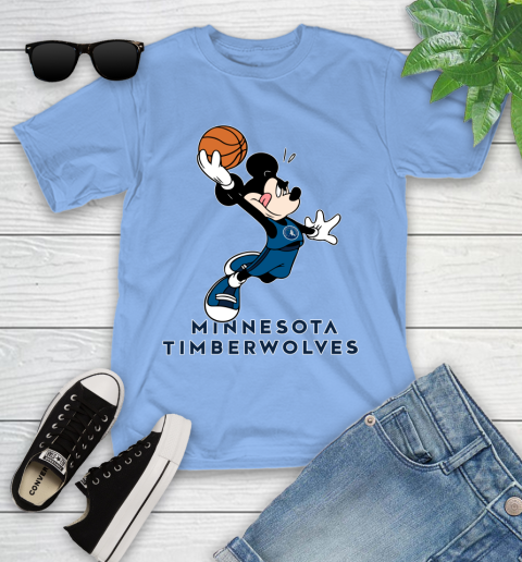 NBA Basketball Minnesota Timberwolves Cheerful Mickey Mouse Shirt Youth T-Shirt 11