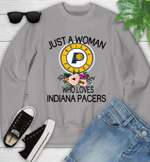 NBA Just A Woman Who Loves Indiana Pacers Basketball Sports Youth Sweatshirt 2