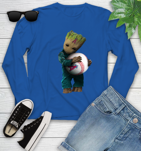 MLB Groot Guardians Of The Galaxy Baseball Sports Los Angeles Angels Youth Long Sleeve 9