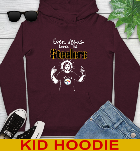 Pittsburgh Steelers NFL Football Even Jesus Loves The Steelers Shirt Youth Hoodie 7