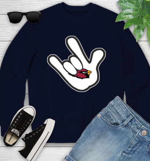 Arizona Cardinals NFL Football Mickey Rock Hand Disney Youth Sweatshirt 3