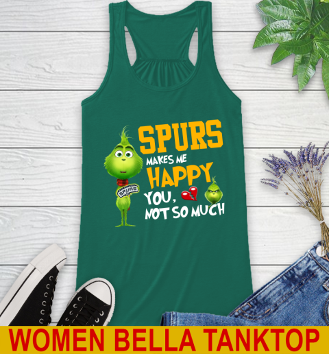 NBA San Antonio Spurs Makes Me Happy You Not So Much Grinch Basketball Sports Racerback Tank 5