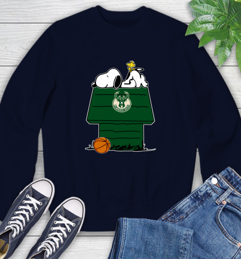 Milwaukee Bucks NBA Basketball Snoopy Woodstock The Peanuts Movie Sweatshirt 3