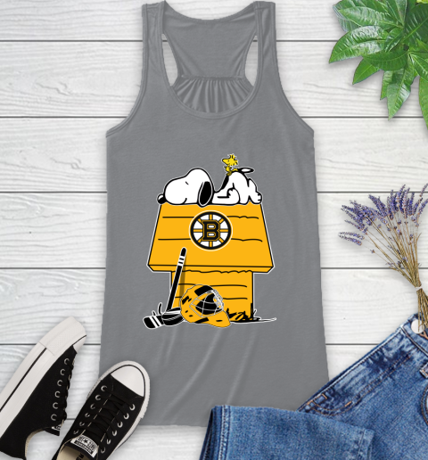 Boston Bruins NHL Hockey Snoopy Woodstock The Peanuts Movie Racerback Tank 5