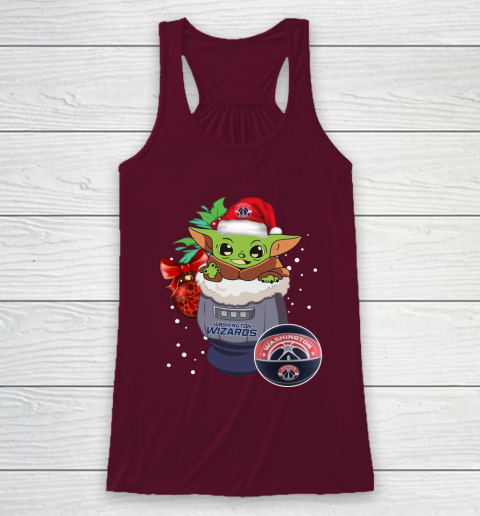 Washington Wizards Christmas Baby Yoda Star Wars Funny Happy NBA Racerback Tank 3