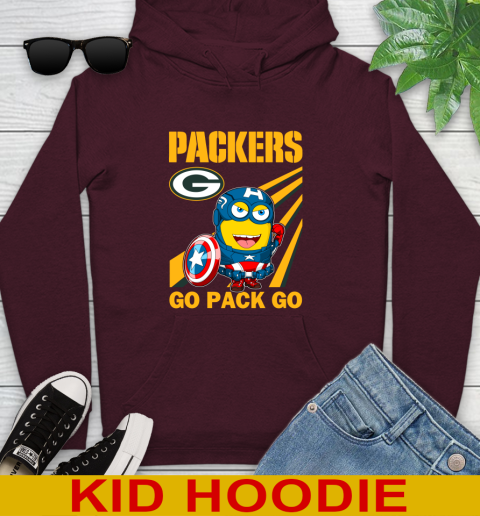 NFL Football Green Bay Packers Captain America Marvel Avengers Minion Shirt Youth Hoodie 7