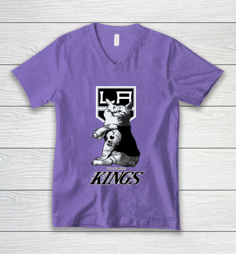 NHL My Cat Loves Los Angeles Kings Hockey V-Neck T-Shirt 8