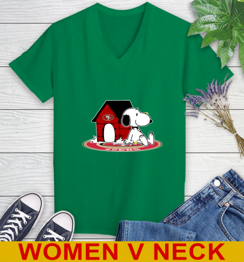 NFL Football San Francisco 49ers Snoopy The Peanuts Movie Shirt Women's V-Neck T-Shirt 6