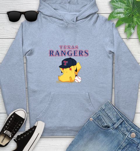 MLB Pikachu Baseball Sports Texas Rangers Youth Hoodie 10