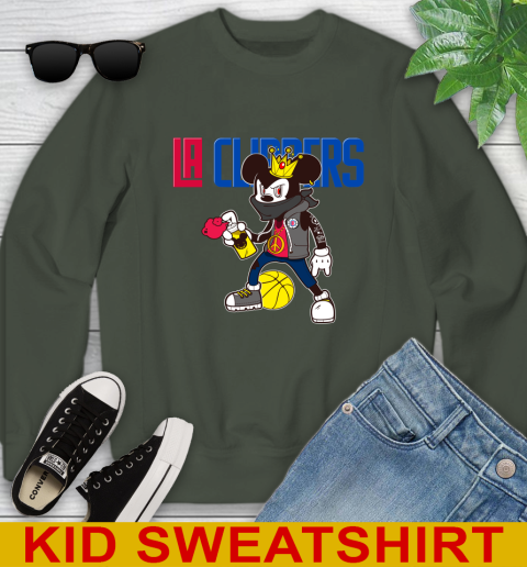 LA Clippers NBA Basketball Mickey Peace Sign Sports Youth Sweatshirt 9