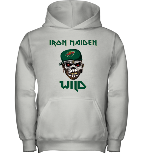 NHL Minnesota Wild Iron Maiden Rock Band Music Hockey Sports 6A35mRA1uHY youth hoodie 43 95 151514 front white