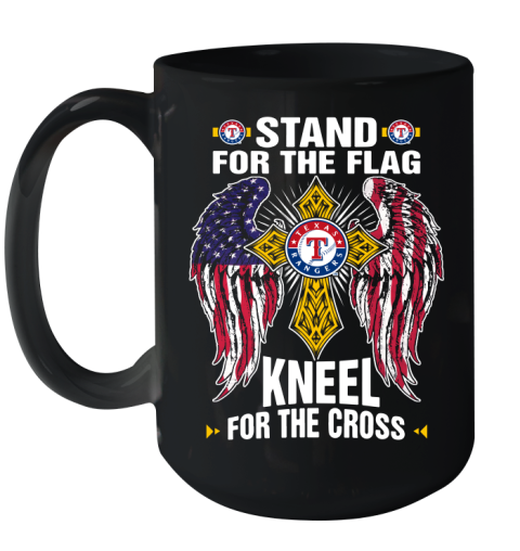 MLB Baseball Texas Rangers Stand For Flag Kneel For The Cross Shirt Ceramic Mug 15oz