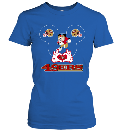 I Love The 49ers Mickey Mouse San Francisco 49ers Women's V-Neck T