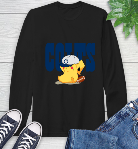 NFL Pikachu Football Sports Indianapolis Colts Long Sleeve T-Shirt 2