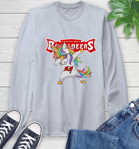 Tampa Bay Buccaneers NFL Football Funny Unicorn Dabbing Sports Long Sleeve T-Shirt 6