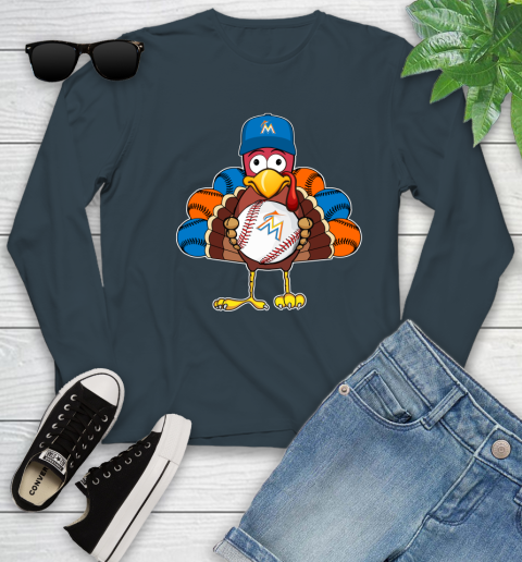 Miami Marlins Turkey thanksgiving Youth Long Sleeve 8