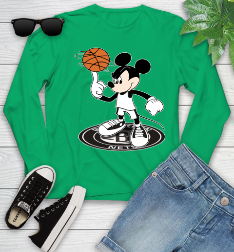 NBA Basketball Brooklyn Nets Cheerful Mickey Disney Shirt Youth Long Sleeve 6