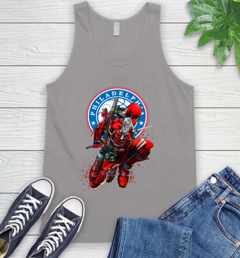 NBA Deadpool Marvel Comics Sports Basketball Philadelphia 76ers Tank Top 4