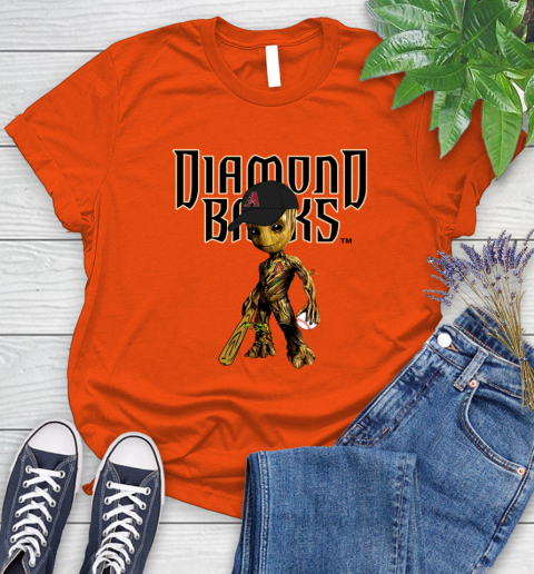 MLB Arizona Diamondbacks Groot Guardians Of The Galaxy Baseball Women's T-Shirt 4