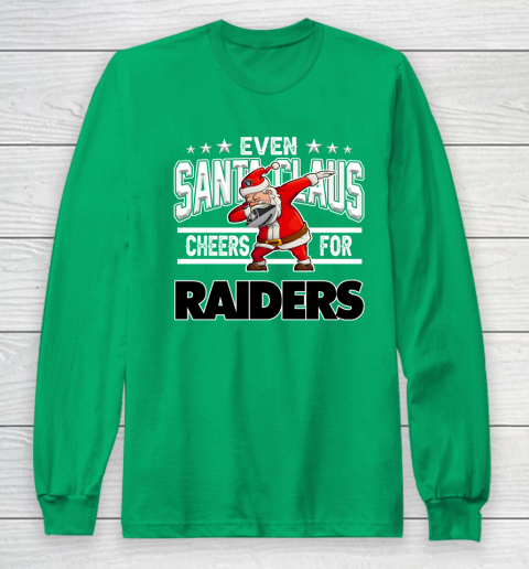 Oakland Raiders Even Santa Claus Cheers For Christmas NFL Long Sleeve T-Shirt 4