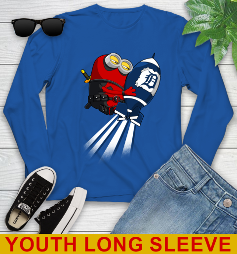 MLB Baseball Detroit Tigers Deadpool Minion Marvel Shirt Youth Long Sleeve 10
