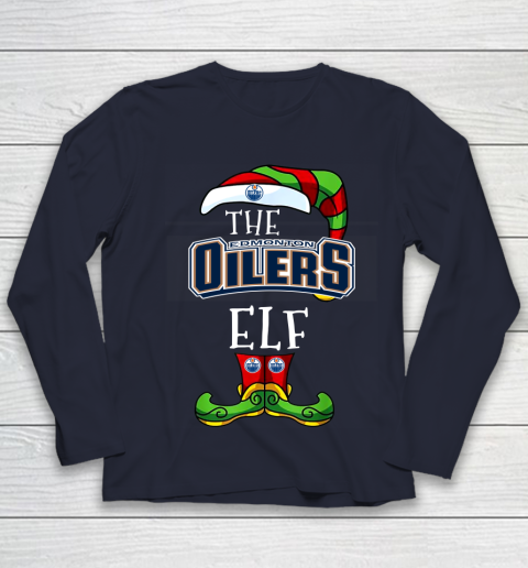 Edmonton Oilers Christmas ELF Funny NHL Youth Long Sleeve 2