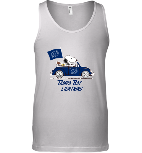 Snoopy And Woodstock Ride The Tampa Bay Lightnings Car dnmu snoopy and woodstock ride the tampa bay lightnings car unisex tank 17 front white