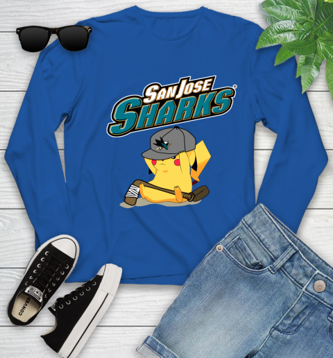 NHL Pikachu Hockey Sports San Jose Sharks Youth Long Sleeve 9