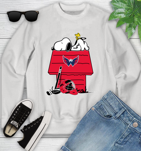 Washington Capitals NHL Hockey Snoopy Woodstock The Peanuts Movie Youth Sweatshirt