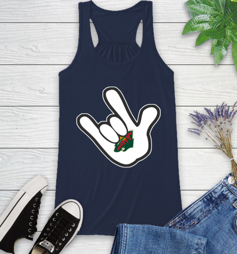 Minnesota Wild NHL Hockey Mickey Rock Hand Disney Racerback Tank 10