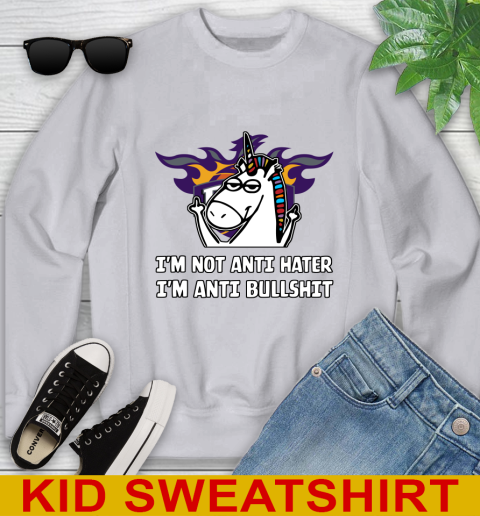 Phoenix Suns NBA Basketball Unicorn I'm Not Anti Hater I'm Anti Bullshit Youth Sweatshirt 4