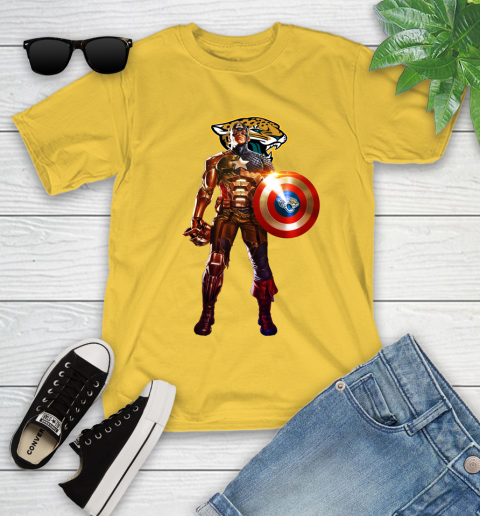 NFL Captain America Marvel Avengers Endgame Football Sports Jacksonville Jaguars Youth T-Shirt 8