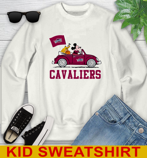 NBA Basketball Cleveland Cavaliers Pluto Mickey Driving Disney Shirt Youth Sweatshirt