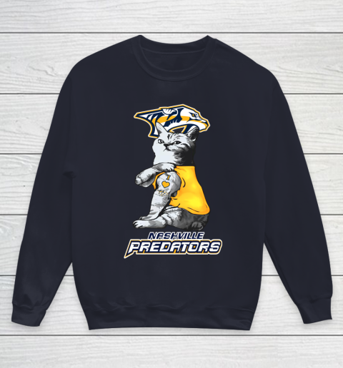 NHL My Cat Loves Nashville Predators Hockey Youth Sweatshirt 2